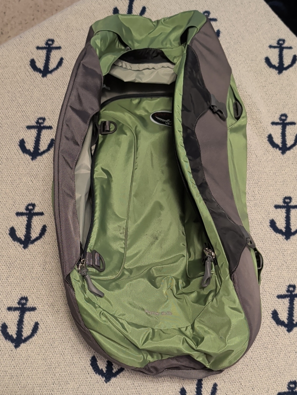 Osprey Porter 65 - Green and Gray Travel Backpack - Lightweight Carry Pack